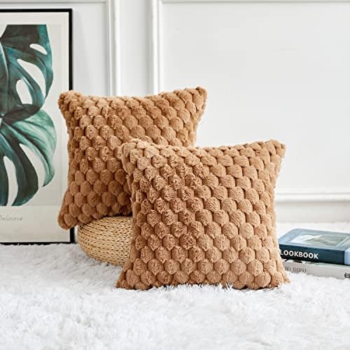 Yaertun Pack of 2 Super Soft Cozy Decorative Throw Pillow Covers Fuzzy Plush - Image 2