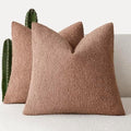 Foindtower Textured Boucle Throw Pillow Covers 24x24 Dusty Orange Hazel by Foindtower