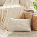 Fancy Homi Cream Lumbar Decorative Throw Pillow Covers 12x24 Inch by Fancy+Homi