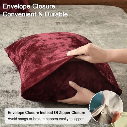 PHF Truly Velvet Pillowcases Standard Size 20" x 26", Wine Red, No Insert - Image 5