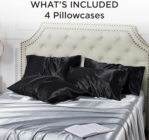 Bedsure Satin Pillowcases King Set of 4, Similar to Silk Pillowcases - Image 5