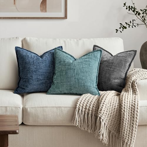 MIULEE Slubby Textured Decorative Throw Pillow Covers Teal 20x20 - Image 4
