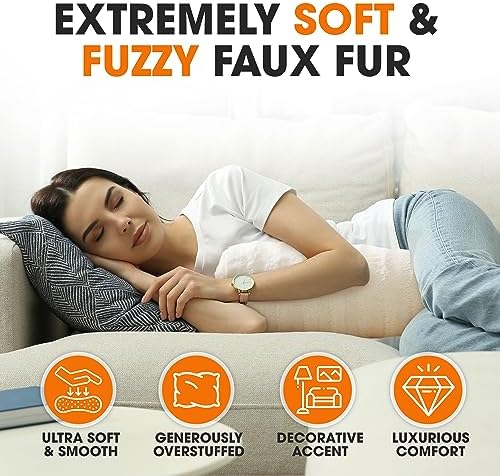 Cheer Collection Faux Fur Bolster Pillows – Soft Decorative Cylinder Pillows - Image 4