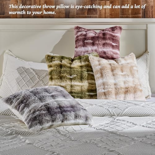 AmHoo Pack of 2 Throw Pillow Covers 3D Dense Faux Rabbit Fur Cozy Super Soft - Image 6