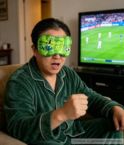 Funny Soccer Overhead Kick Silk Sleep Mask, World Cup Inspired, Passionate & - Image 4