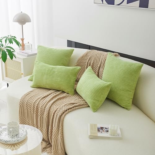 Home Brilliant Pillow Covers 16x16 Striped Velvet Cushion Covers - Image 3