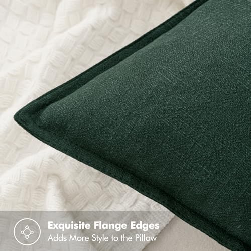 MIULEE Decorative Linen Pillow Covers 20x20 Inch Dark Green - Image 2
