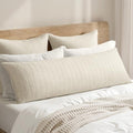 Decorative Waffle Lumbar Pillow Cover 14x36 Inch Ivory No Instert by Woaboy