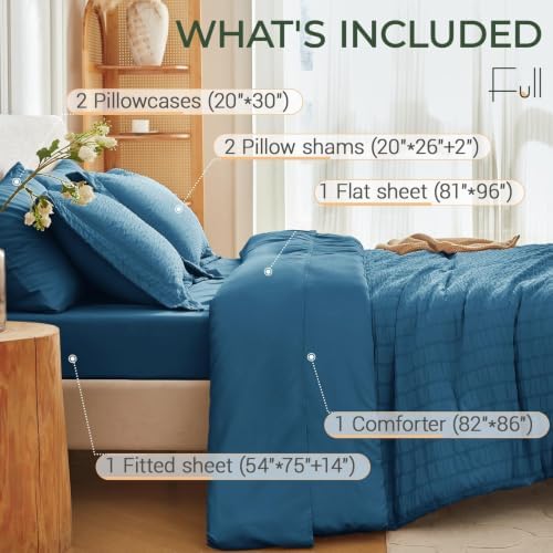 MUXHOMO 7 Pieces Full Comforter Set, Seersucker Bed in a Bag Full Size - Image 4