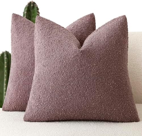 Foindtower Decorative Textured Boucle Throw Pillow Covers 24x24 Dark Purple by Foindtower