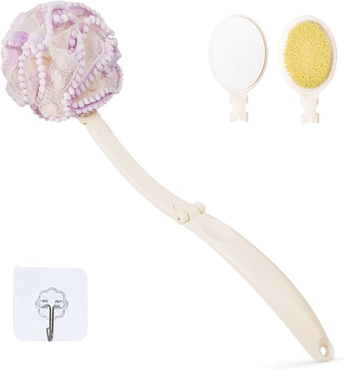 Loofah Sponge with Handle, Back Scrubber Brush by Topfinder