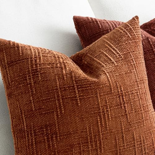 MIULEE Chenille Textured Fall Throw Pillow Covers Burnt Orange 20x20 - Image 4