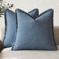 Foindtower Decorative Linen Fringe Throw Pillow Covers 26×26 Inch, Dark Blue by Foindtower