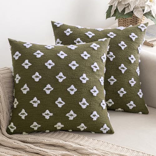 MIULEE Set of 2 Decorative Throw Pillow Covers Rhombic Jacquard Pillowcase Soft by MIULEE