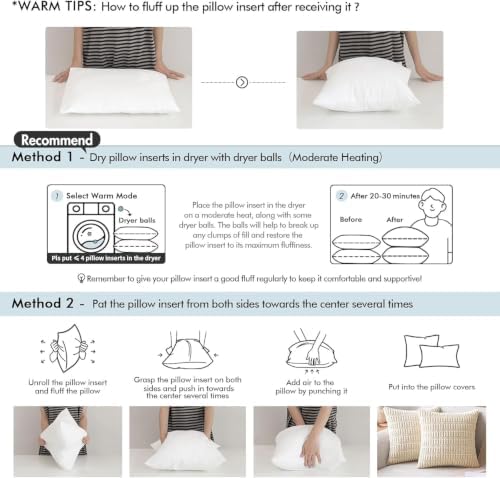 MIULEE 26x26 Decorative Pillow Inserts Set of 2 Memory Foam Filling - Image 6