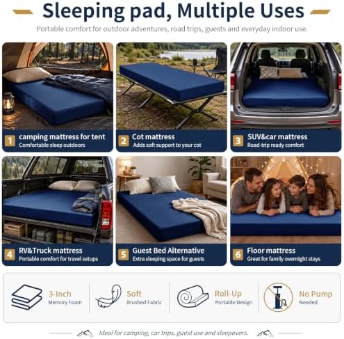 CYMULA Memory Foam Camping Mattress Pad, Sleeping Pad - Image 6