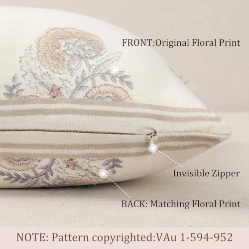Vintage Floral 12x20 Lumbar Pillow Cover Pack of 1, Double-Sided Botanical - Image 4