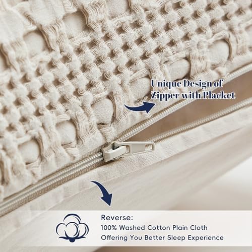 PHF Cotton Waffle Weave Euro Sham Covers 26" x 26", No Insert - Image 4