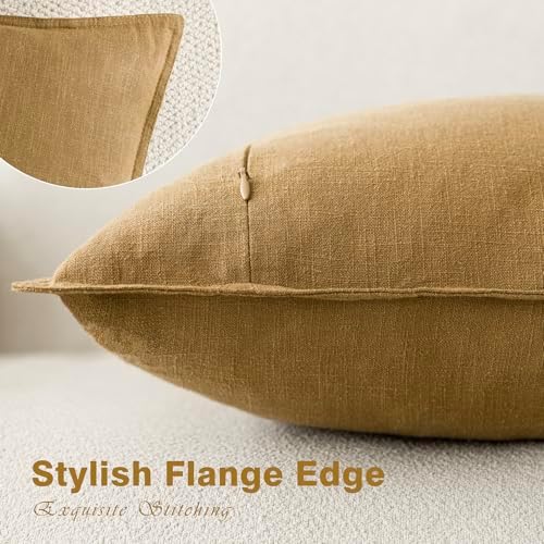 Foindtower Linen Solid Decorative Throw Pillow Covers 18x18 Honey Mustard - Image 3