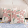 Summer Floral Throw Pillow Covers 18x18 Inch Set of 2, Chenille Embroidered by CITYJUN