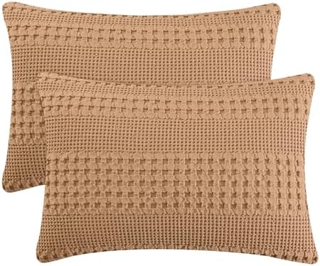 PHF Cotton Waffle Pillow Shams King Size 20" x 36", No Insert by PHF