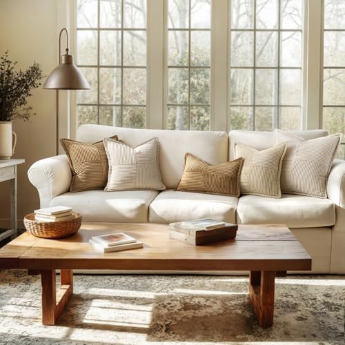 MIULEE Decorative Lumbar Throw Pillow Covers 12x20 Inch Brown 2 Pack - Image 4
