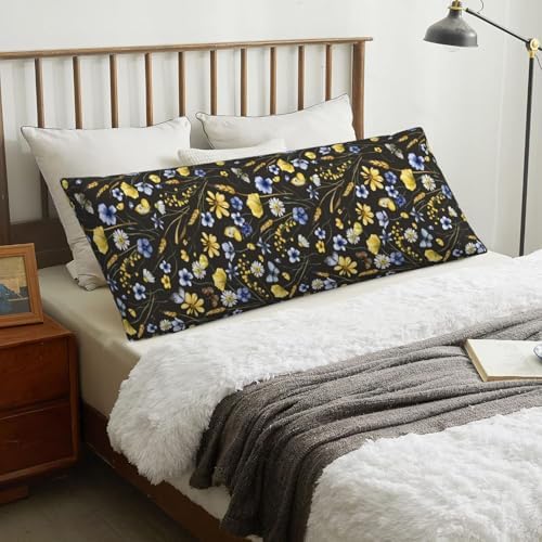 Wildflowers Butterfliese Body Pillowcase, Long Pillow Cover 20"x54" Soft - Image 7