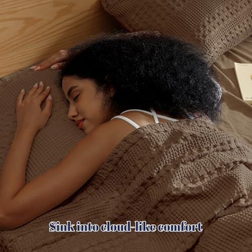 PHF Cotton Waffle Pillow Shams Cal King 20" x 40", No Insert - Image 2
