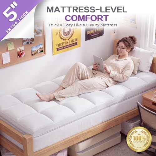 SINWEEK Dual Layer 5 Inch Memory Foam Mattress Topper Twin XL Size - Image 4