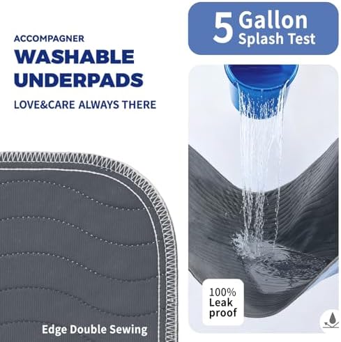 Accompagner Incontinence Bed Pads Washable Waterproof, Ultra-Absorbent Reusable - Image 3