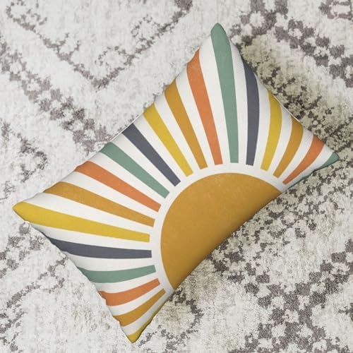Boho Pillow Covers 12x20 Set of 2 Stripes Colorful Yellow Sunshine Decorative - Image 4