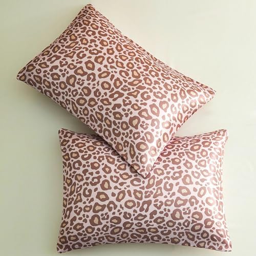 Pink Leopard Printed Pillow Cases, Standard Cheetah Satin Pillowcase - Image 6