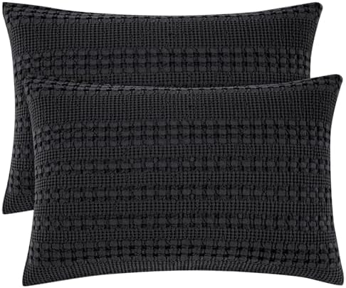 PHF Cotton Waffle Pillow Shams King Size 20" x 36", No Insert by PHF