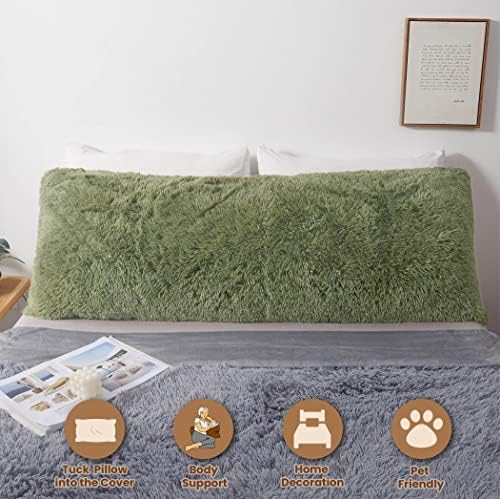 MEGO Luxury Fluffy Faux Fur Body Pillow Cover 20x54 - Image 2