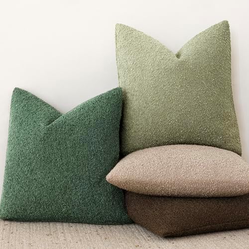 Foindtower Decorative Textured Boucle Throw Pillow Covers 26x26 Pine Green - Image 6