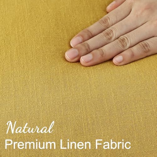 decorUhome Linen Fringe Mustard Yellow Throw Pillow Covers 16x16 Set of 2 - Image 3