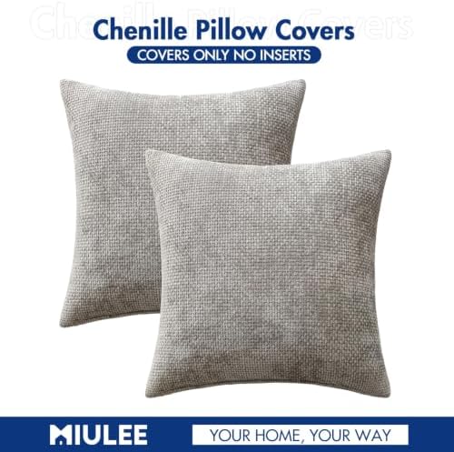 MIULEE Decorative Light Gray Euro Sham Pillow Covers 24x24 Inch 2 Pack - Image 7
