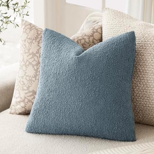 Foindtower Decorative Textured Boucle Throw Pillow Covers 26x26 Misty Blue - Image 5