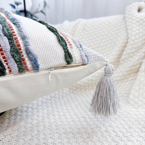 NUYECY Boho Throw Pillow Covers 16x16 Aesthetic Neutral Boucle Couch Pillow - Image 3