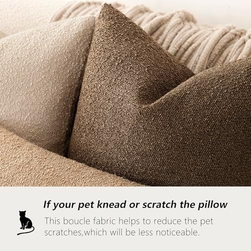 Foindtower Decorative Textured Boucle Throw Pillow Covers 20x20 Chocolate - Image 4