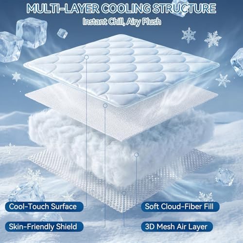 Cooling Mattress Pad Full, Breathable Quilted Fitted Mattress Protector - Image 3