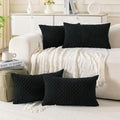 Set of 4 Black Decorative Throw Pillow Covers 12x20 Inch Corduroy Pillow Covers by Cozoomy
