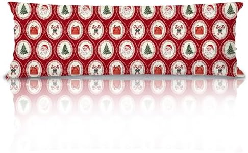 Vintage Red Christmas Body Pillow Cover 20x54, Retro Classic Xmas Santa Claus by Unknown