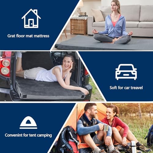 CYMULA Memory Foam Camping Mattress Pad, Sleeping Mat, Portable Roll Up Mattress - Image 4