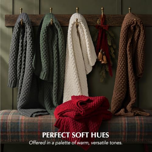 EVERGRACEHOME Chunky Chenille Knit Throw Blanket, 60 x 80, Pine Green - Image 7