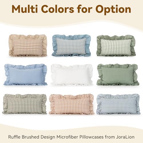 JoraLion Ruffled Lumbar Pillow Cover 12x24 Solid Light Blue - Image 3