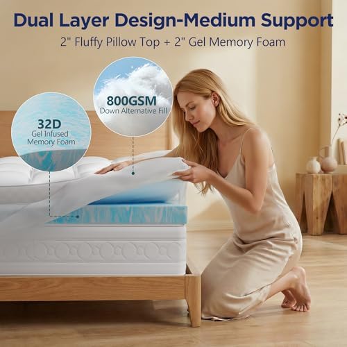 Full Size 4 Inch Dual Layer Memory Foam Mattress Topper - Image 4