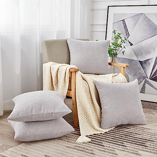 GAWAMAY Light Gray Chenille Throw Pillow Covers 18x18 Set of 4 - Image 3