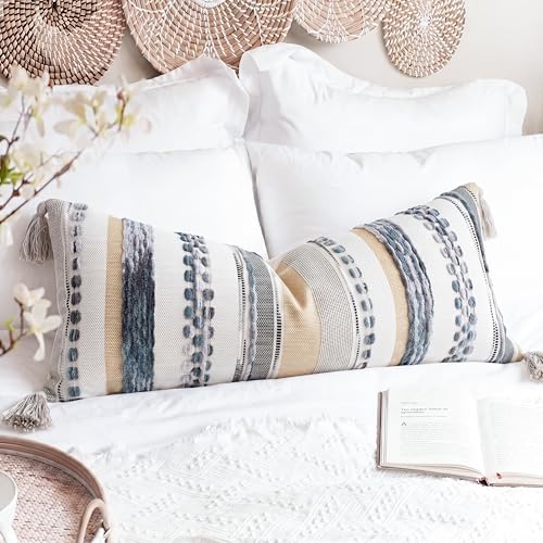 PANOD Boho Long Lumbar Throw Pillow Cover 14 x 36 Grey, Chenille Morocan Extra by PANOD