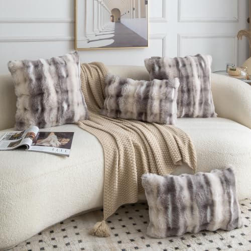 MADIZZ Pack of 2 Thick Plush Faux Wool Throw Pillow Covers Soft Boho Throw - Image 4